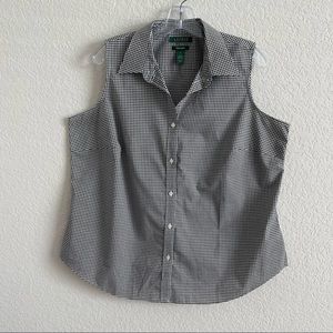 Ralph Lauren Gingham Sleeveless Button Up Top 1X